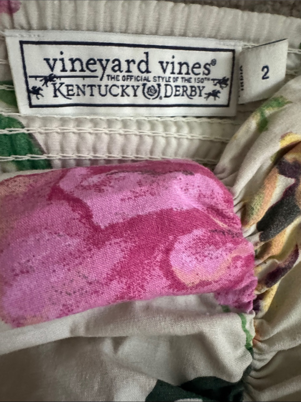 Vineyard Vines Strapless Floral Ruffle Midi Dress in Cream and Pink Size 2 - Picture 12 of 16
